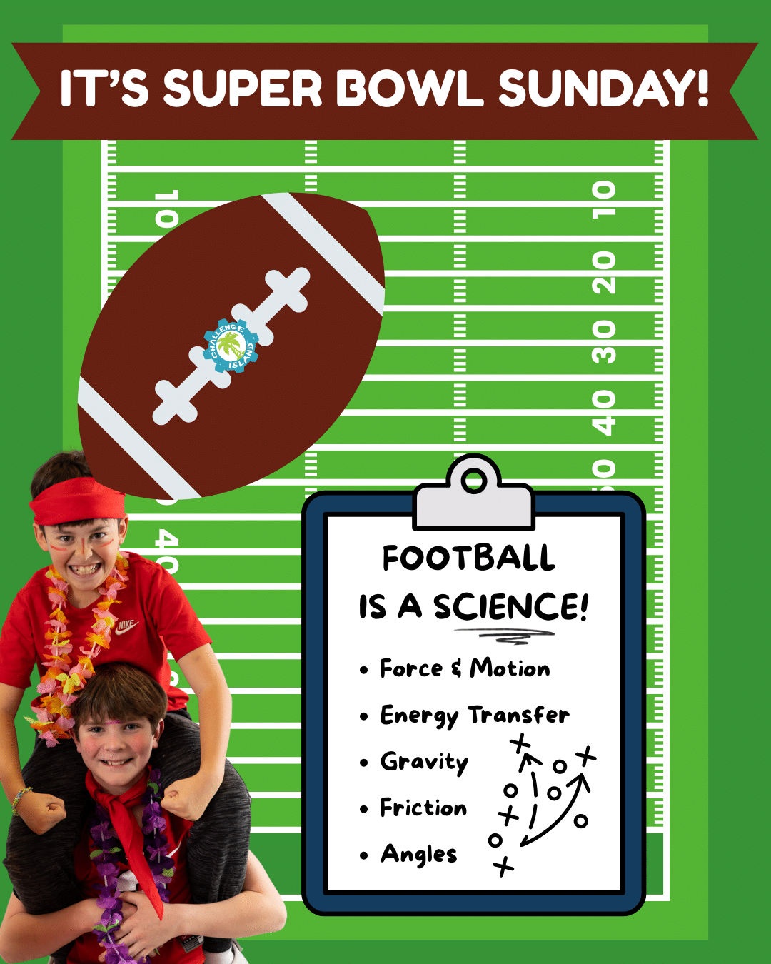 Super Bowl STEAM activities for kids featuring children learning science concepts through football-themed challenges